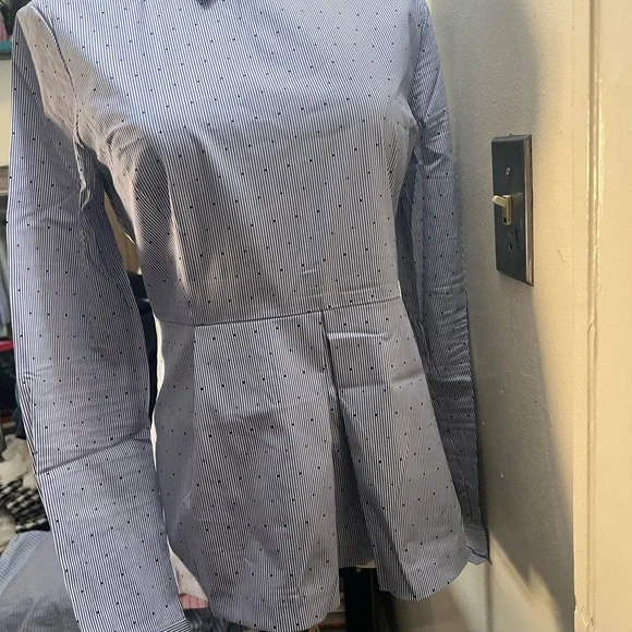 NWOT oodji Ultra Striped Peplum Blouse | Size 38 | Tailored Shirt Xs-S - Picture 5 of 7